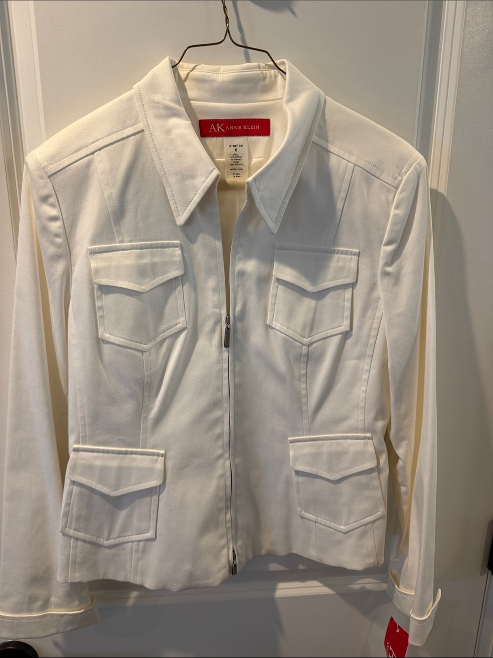 Anne Klein White Zip-Front Utility Pantsuit - Picture 2 of 6